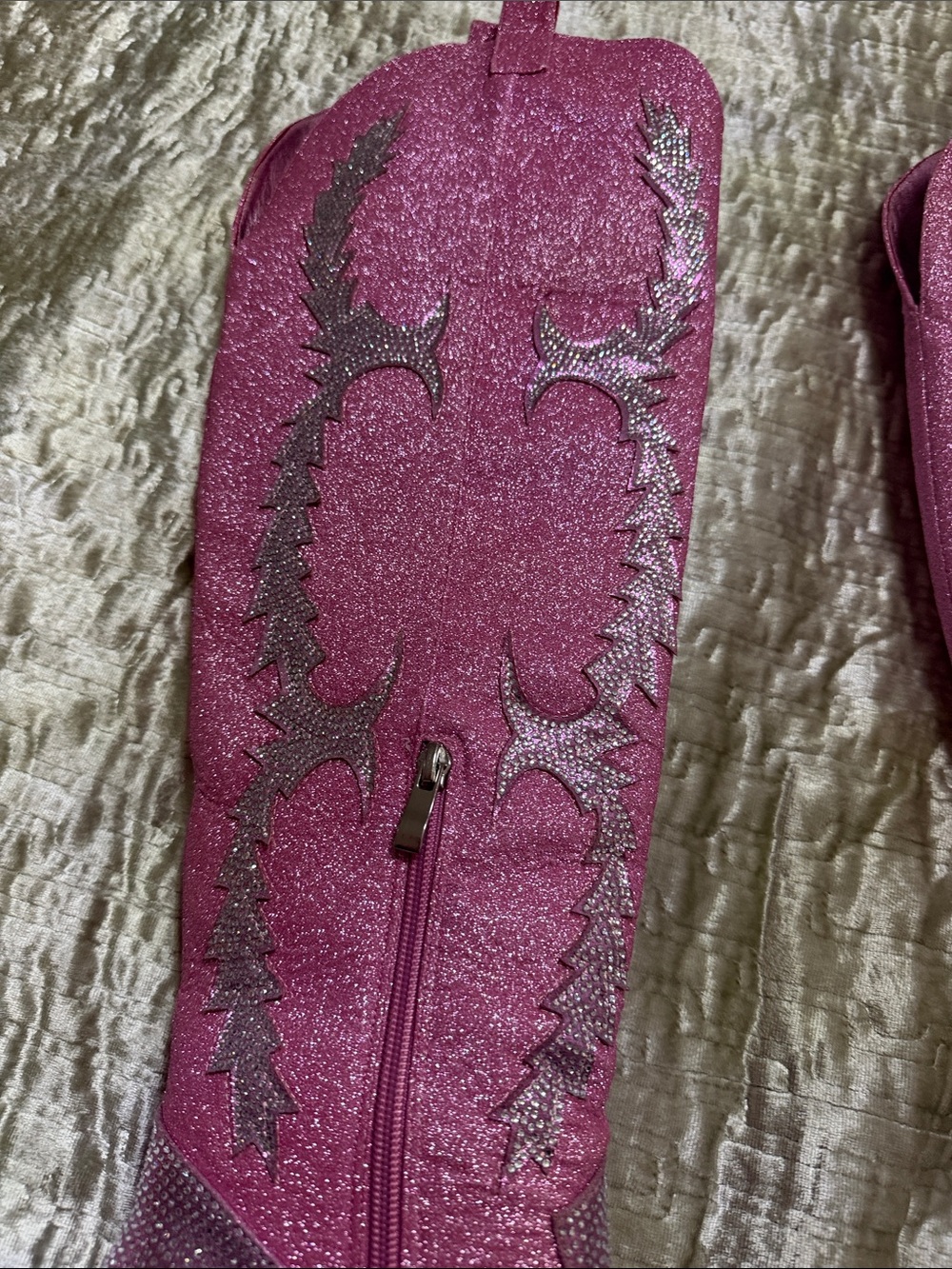 Women's Pink Glitter Western High-Heel Boots - Picture 3 of 10